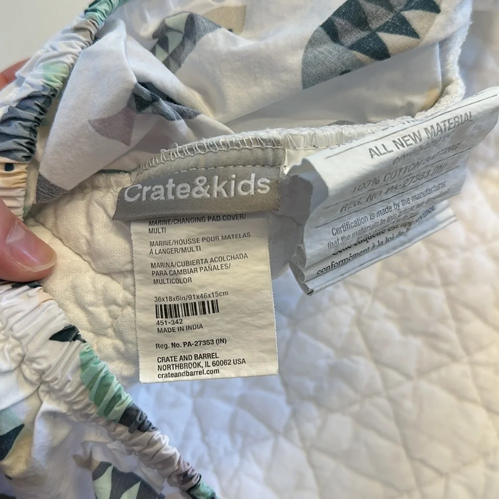 Crate&barrel crate&kids changing pad cover lot of 3 Dino fish blue brushstrokes